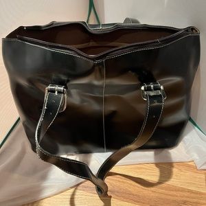 Beautiful Jack George’s Black Italian Leather Business Tote